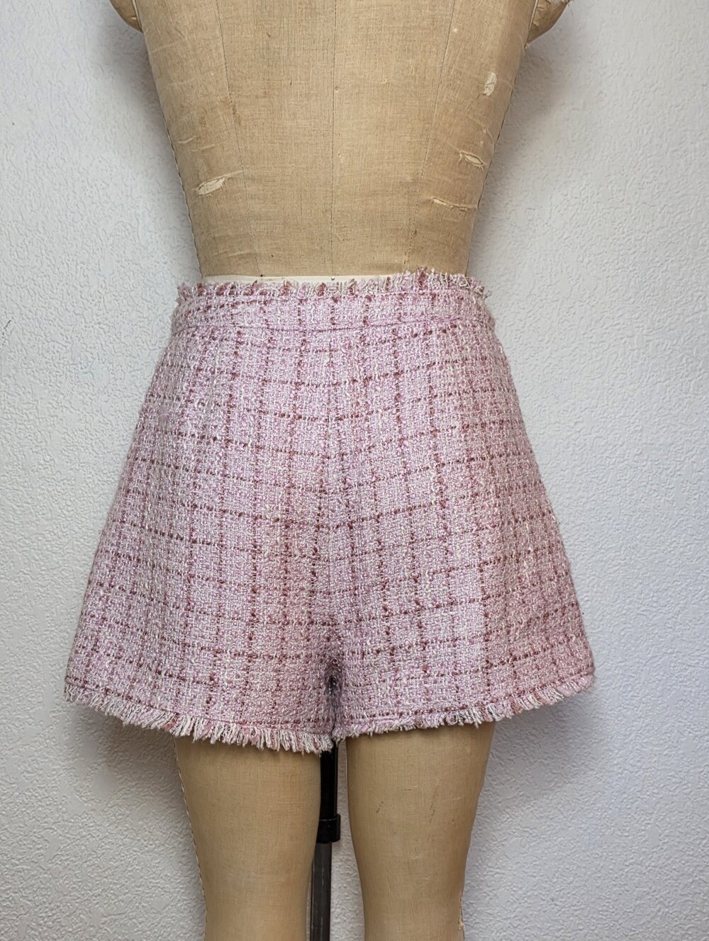 CINQ A SEPT Pink Tweed Coronado High Waisted Shorts - Picture 5 of 7